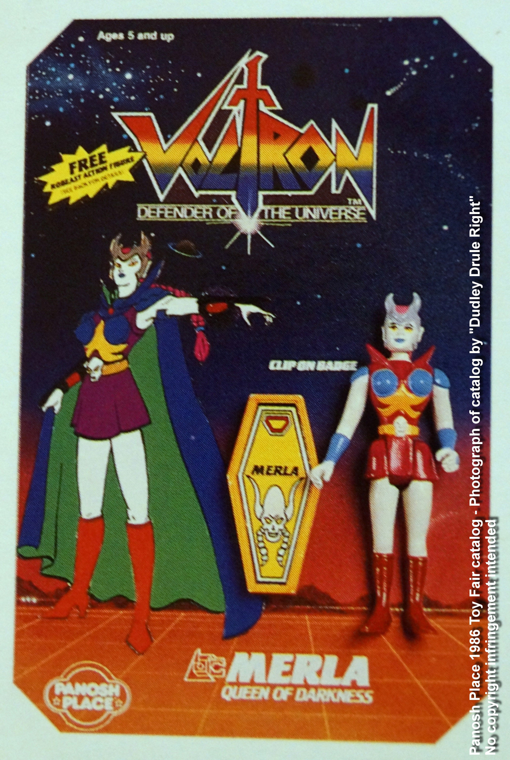 Panosh Place 1986 Toy Fair Catalog - Page 30 (Voltron Merla action figure on blister card)